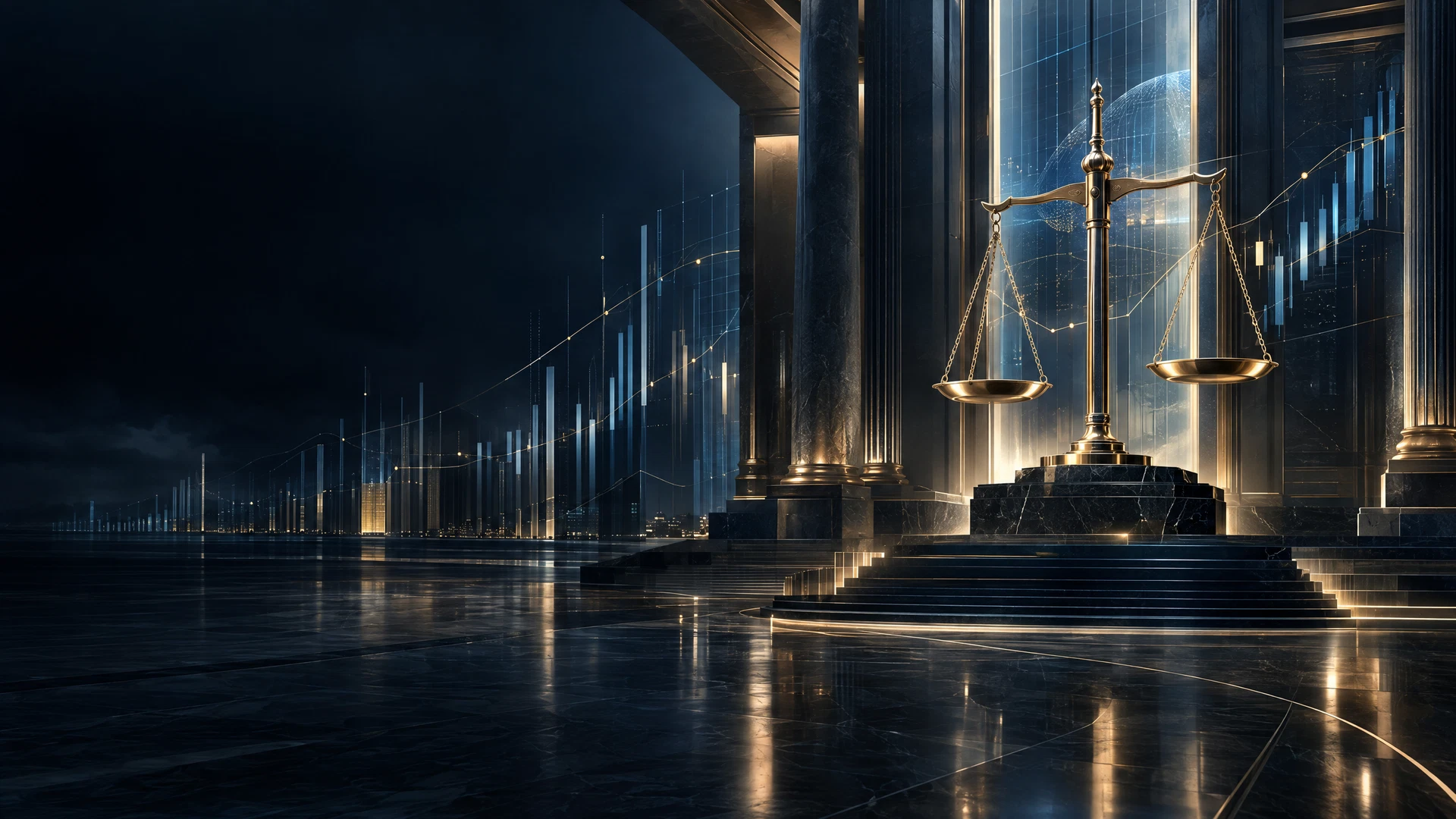 Abstract finance and courtroom architecture